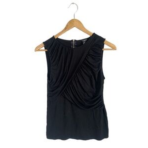 Ann‎ Taylor petite black tank top fitted blouse size Medium MP Back zipper